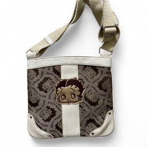 Betty Boop White and Dark Brown Crossbody Bag